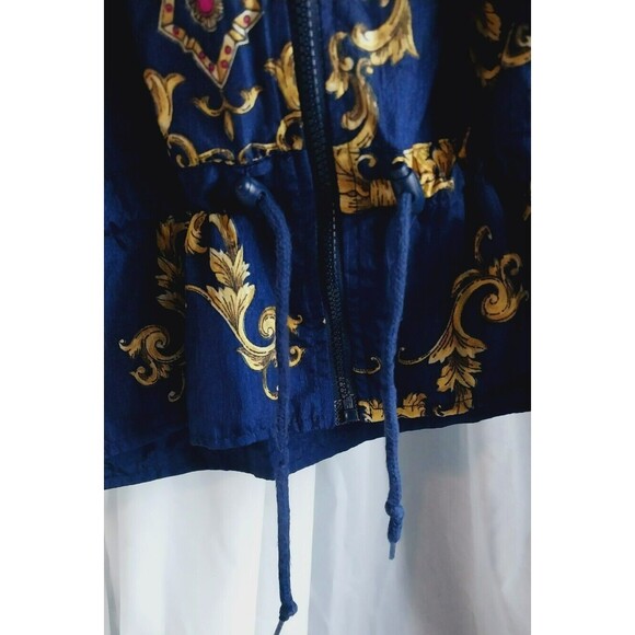 Vintage Slade Jacket Womens Zip+ Drawstring Waist Windbreaker 80- 90's Blue Med - Picture 5 of 10